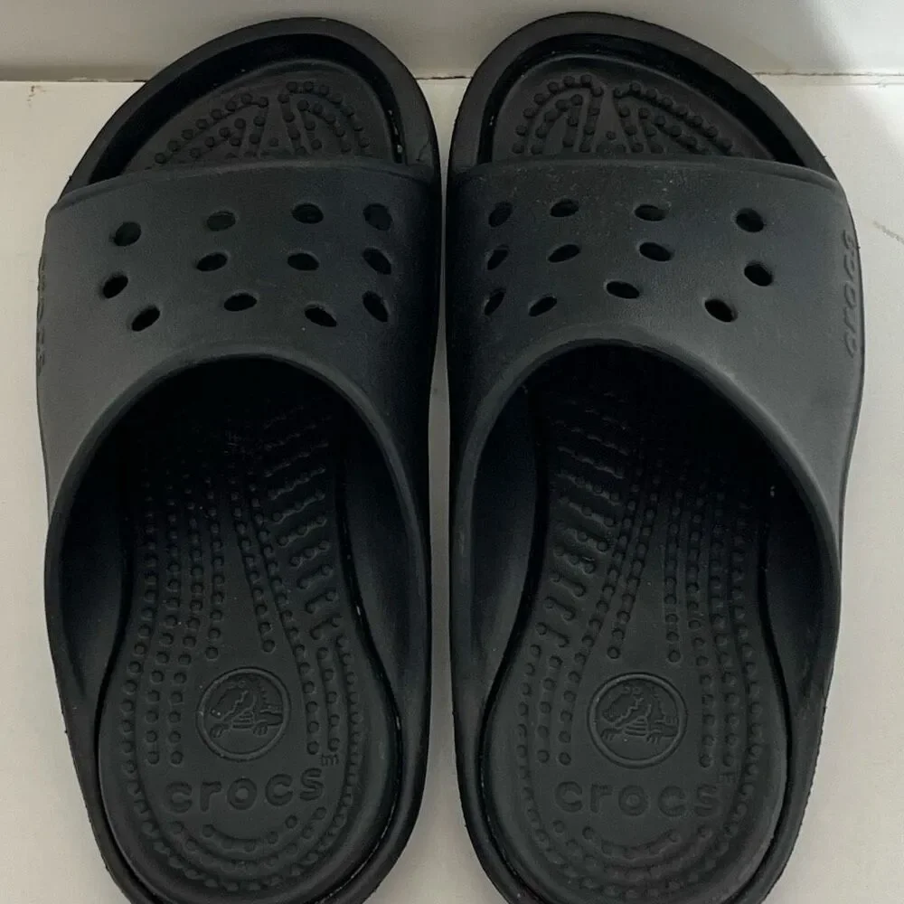 Crocs Unisex Black Baya Open‎ Toe Lightweight Slip On Slide Sandals Size 7/8